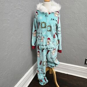 Friends Christmas one piece zip up pajamas size M